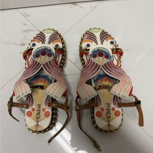 Chloe Multicolor Python Embossed Leather Platform Slingback Sandals